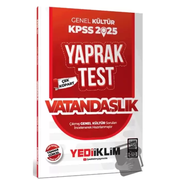 2025 KPSS Genel Kültür Vatandaşlık Çek Kopart Yaprak Test