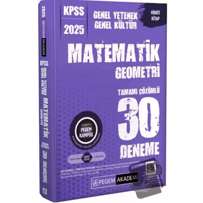 2025 KPSS Genel Yetenek Genel Kültür Matematik-Geometri Tamamı Çözümlü 30 Deneme