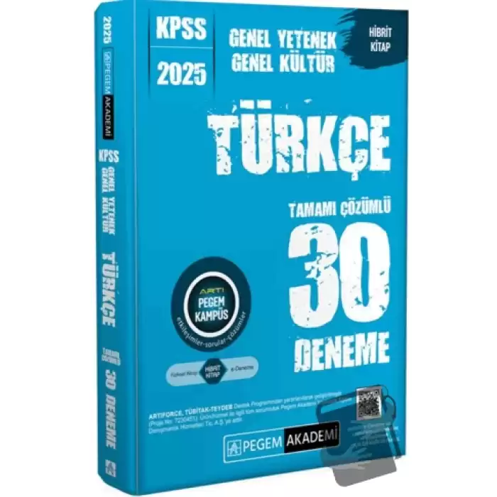 2025 KPSS Genel Yetenek Genel Kültür Türkçe Tamamı Çözümlü 30 Deneme