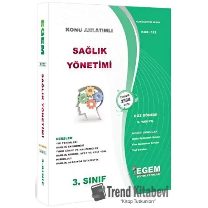 3. Sınıf 5. Yarıyıl Sağlık Yönetimi Konu Anlatımlı Hedef Sorular