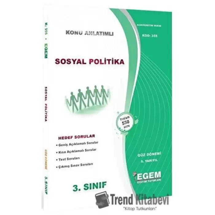 3. Sınıf 5. Yarıyıl Sosyal Politikalar Konu Anlatımlı Soru Bankası (Kod 355)