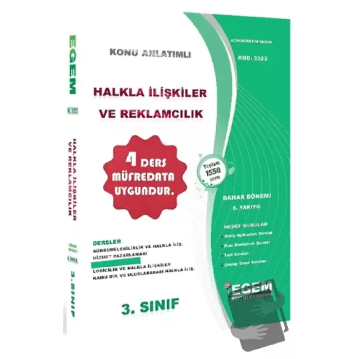 3. Sınıf 6. Yarıyıl Konu Anlatımlı Halkla İlişkiler ve Reklamcılık - Kod 3323