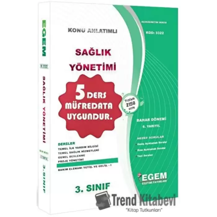 3. Sınıf 6. Yarıyıl Konu Anlatımlı Sağlık Yönetimi - Kod 3322