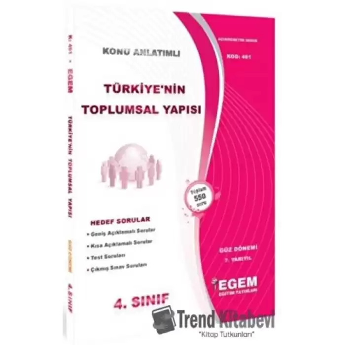 4. Sınıf 5. Yarıyıl Türkiyenin Toplumsal Yapısı Konu Anlatımlı Soru Bankası Güz Dönemi