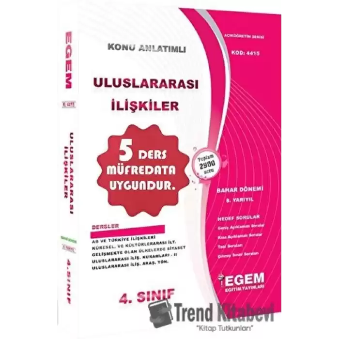 4. Sınıf Uluslararası İlişkiler Konu Anlatımlı Soru Bankası (Bahar Dönemi)