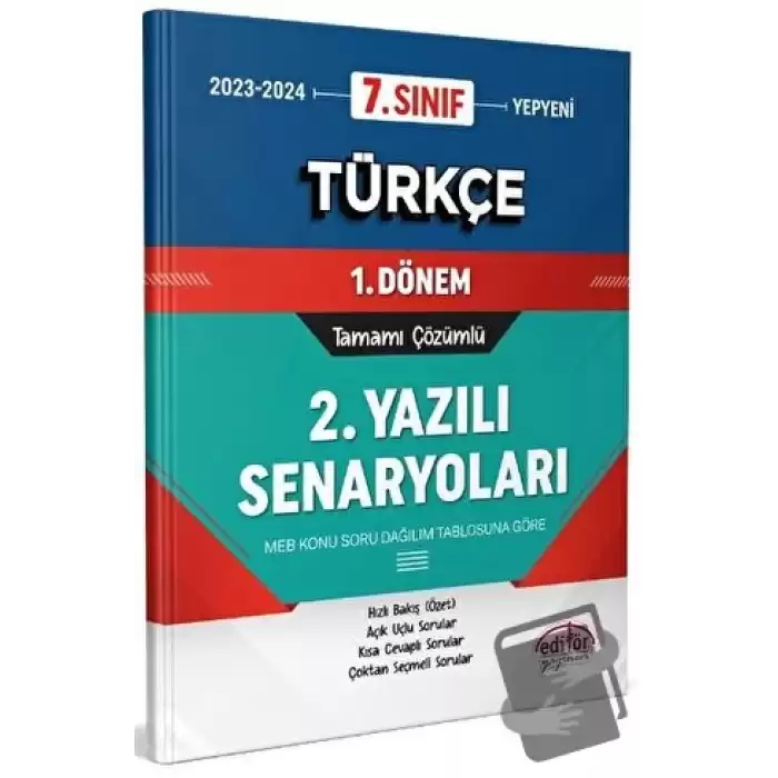 7. Sınıf Türkçe 1. Dönem Ortak Sınavı 2. Yazılı Senaryoları Tamamı Çözümlü