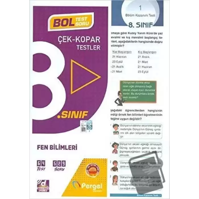 8. Sınıf 2022 Fen Bilimleri Çek Kopar Test (44 Bt-20 Üt)