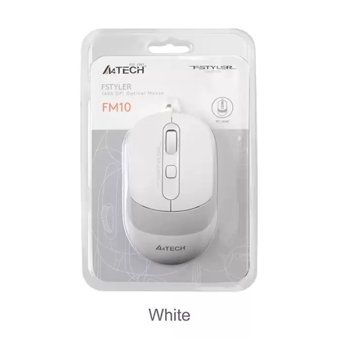 A4 Tech Fm10 Usb Fstyler Beyaz Optik 1600 Dpı Mouse