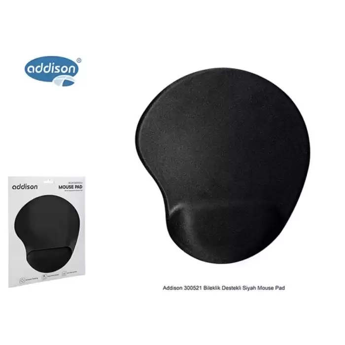 Addison 300521 Bileklik Destekli Siyah Mouse Pad