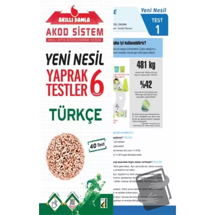 Akıllı Damla Türkçe Yeni Nesil Yaprak Testler - 6. Sınıf