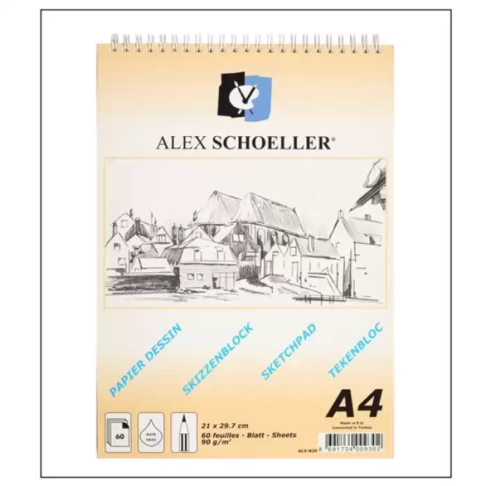 Alex Schoeller Eskiz Blok Spiralli Dikey 60 Yp 90 Gr A4 Alx-820