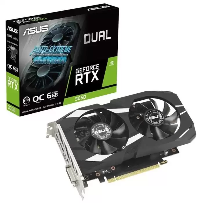 Asus Dual Geforce Rtx 3050 Oc Dual-Rtx3050-O6G Nvıdıa 6Gb Gddr6 96Bit Dx12 Gaming Ekran Kartı