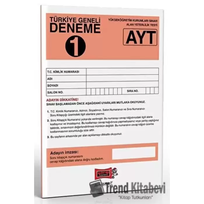 AYT Türkiye Geneli Deneme 1