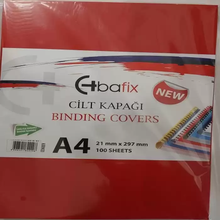 Bafix Cilt Kapağı Plastik Opak A4 160 Mıc Kırmızı - 100lü Paket