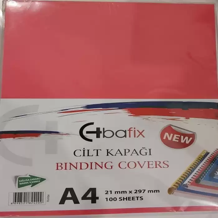 Bafix Cilt Kapağı Plastik Opak A4 160 Mıc Pembe - 100lü Paket