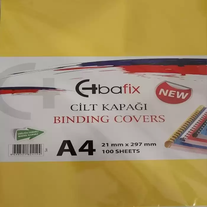 Bafix Cilt Kapağı Plastik Opak A4 160 Mıc Sarı - 100lü Paket