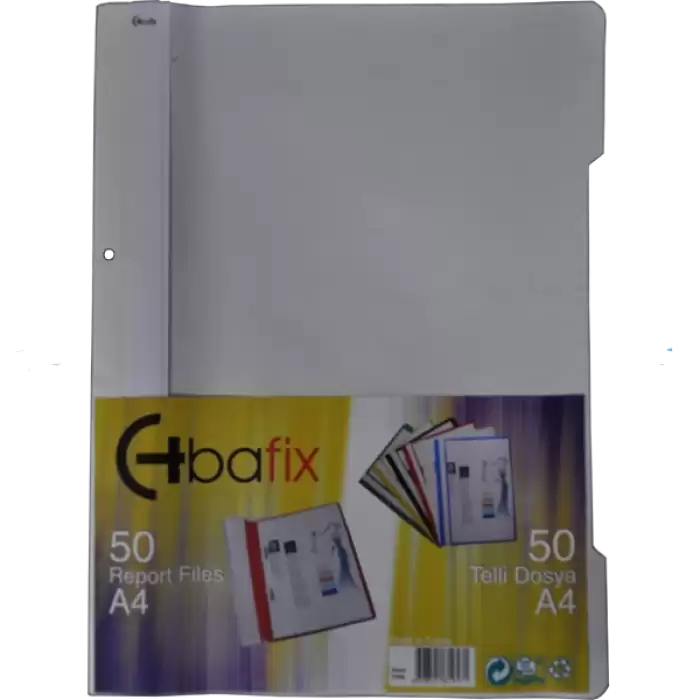 Bafix Telli Dosya Plastik Xl Gri A4 - 50li Paket