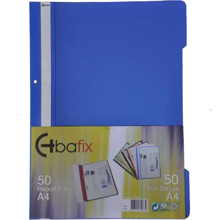 Bafix Telli Dosya Plastik Xl Mavi A4 - 50li Paket