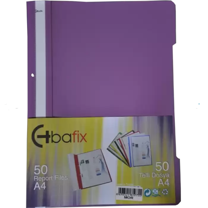 Bafix Telli Dosya Plastik Xl Mor A4 - 50li Paket