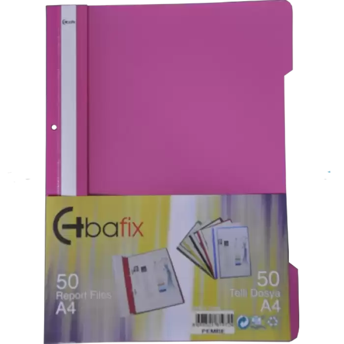 Bafix Telli Dosya Plastik Xl Pembe A4 - 50li Paket