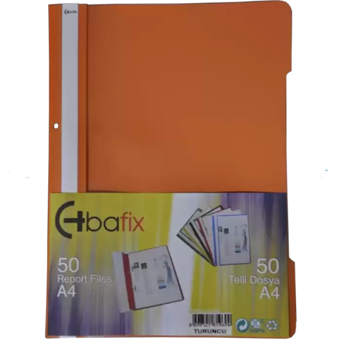 Bafix Telli Dosya Plastik Xl Turuncu A4 - 50li Paket