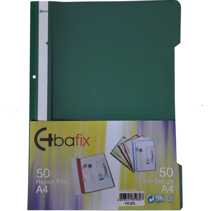 Bafix Telli Dosya Plastik Xl Yeşil A4 - 50li Paket