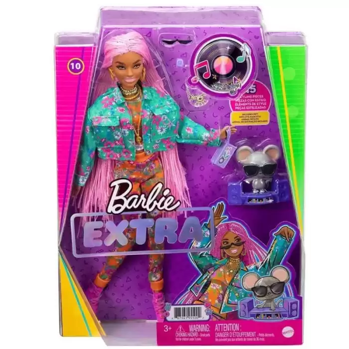 Barbie Extra Pembe Örgü Saçlı Bebek Mtl-Gxf09