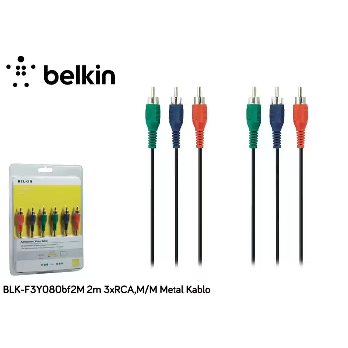 Belkin Blk-F3Y080Bf2M 2M 3Xrca,M-M Metal Kablo