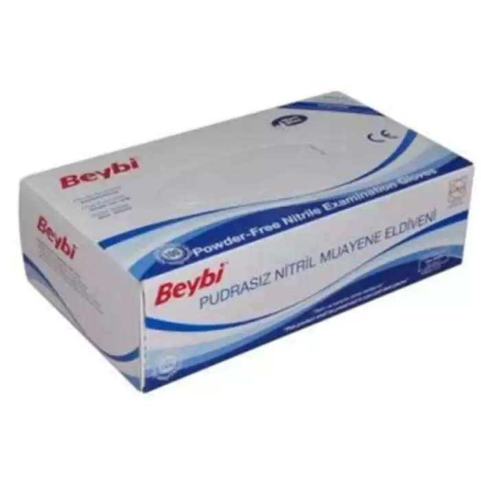 Beybi Nitril Pudrasız Eldiven Mavi Small 100 Lü - 100lü Paket