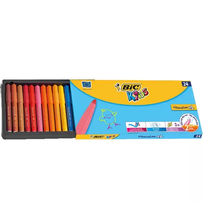 Bic Keçeli Boya Kalemi Visa Jumbo Yıkanabilir 24 Renk 965209