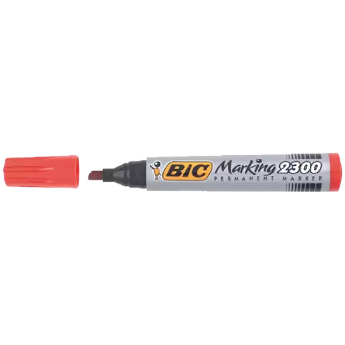 Bic Markör Permanent Kesik Uçlu Kırmızı 2300 03 - 12li Paket