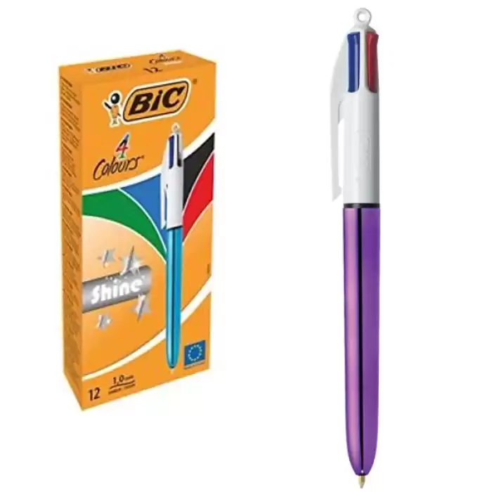 Bic Tükenmez Kalem Shıne 4 Colours Mor Gövde 12 Li 951351 - 12li Paket