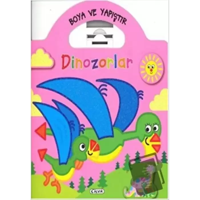 Boyama ve Yapıştır Dinozorlar (Pembe)