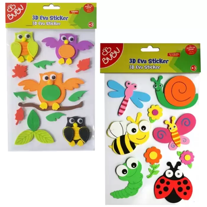 Bu-Bu 3D Eva Sticker Büyük Hayvanlar 24 Lü Bubu-Sts044