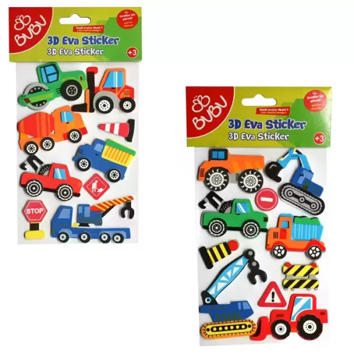 Bu-Bu 3D Eva Sticker Küçük Araçlar 24 Lü Bubu-Sts042