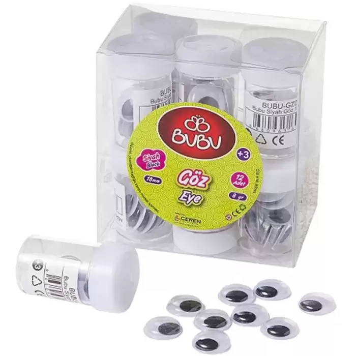 Bu-Bu Oynar Göz Siyah 18 Mm 8 Gr Bubu-Gz0005 - 12li Paket