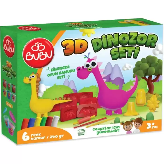 Bu-Bu Oyun Hamuru Seti 3D Dinozor (L) Bubu-Oh0012