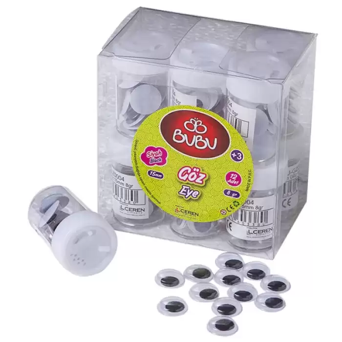 Bu-Bu Siyah Göz 15 Mm 8 Gr Bubu-Gz0004 - 12li Paket