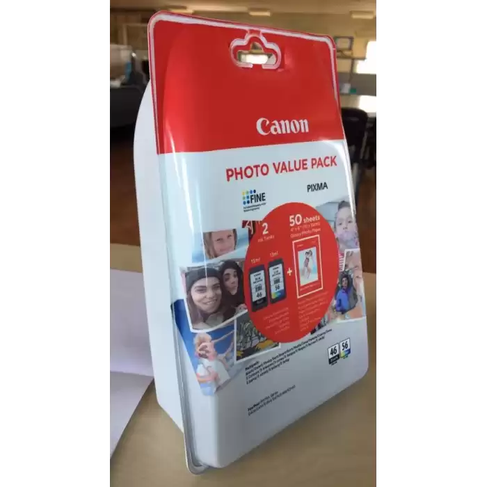 Canon Pg-46 Cl-56 Multipack 2Li Mürekkep Kartuş 50 Adet 10X15 Fotoğraf Kağıdı Hediyeli