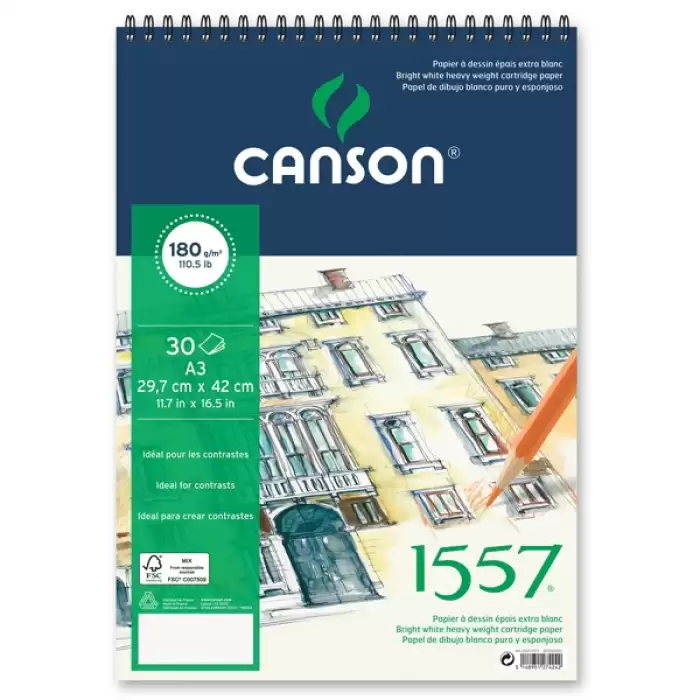 Canson 1557 Resim Ve Çizim Blok 180 Gr A4 20 Yp Üstten Spiralli