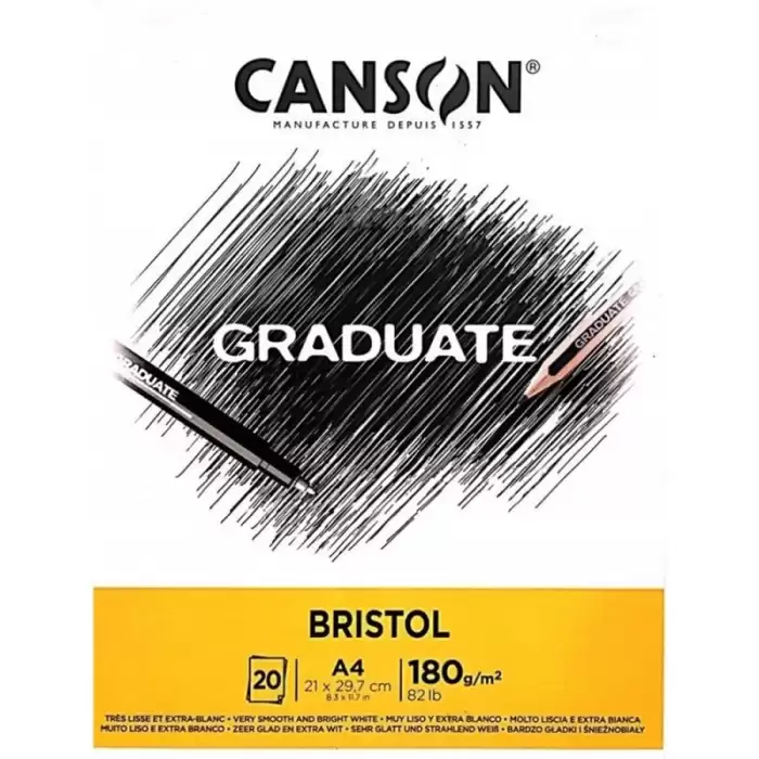 Canson Çizim Bloğu Graduate Cangrad Bristol 20 Syf A4 180 Gr