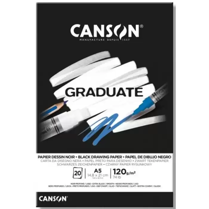 Canson Çizim Bloğu Graduate Cangrad Siyah 20 Syf A5 120 Gr