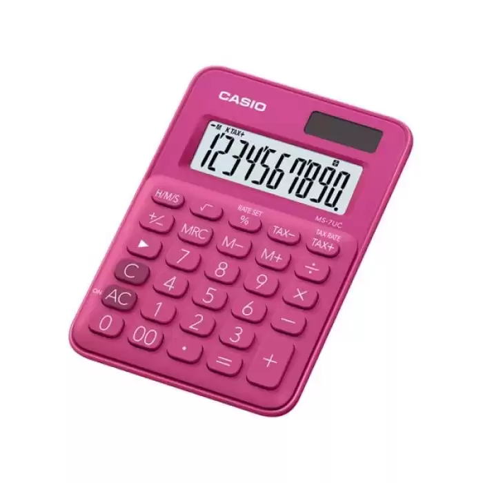 Casio Ms-7Uc-Rd 10 Hane Pembe Masa Üstü Hesap Makinesi