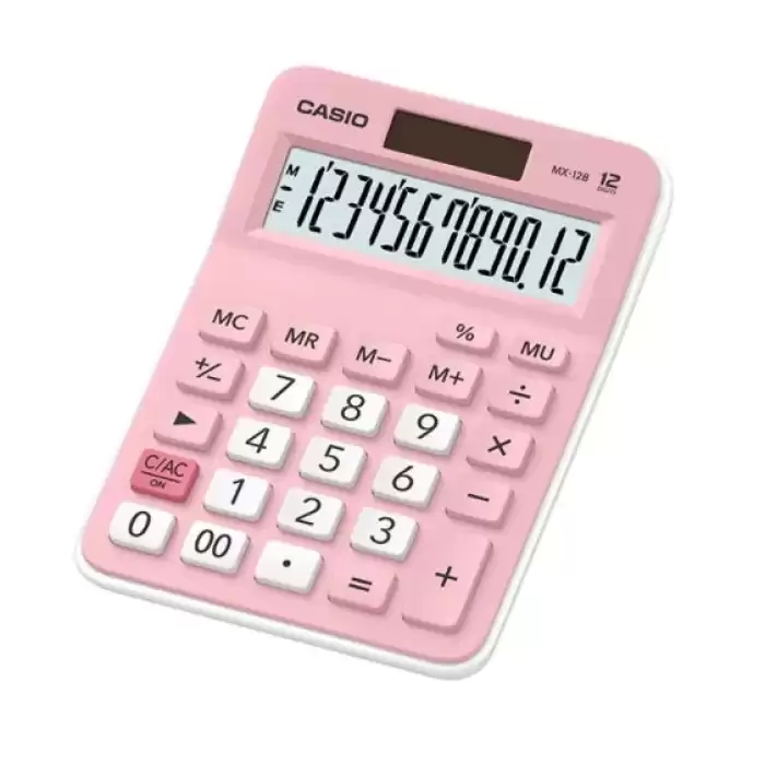 Casio Hesap Makinesi Masa Üstü 12 Hane Pembe Mx-12B-Pk