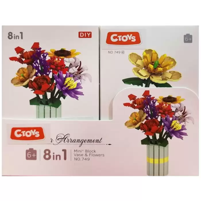 Ctoy Oyuncak Mini Blok Flower 8Li Stant Ctoy-749