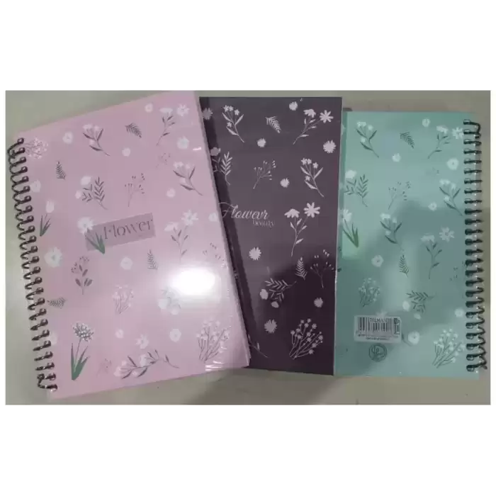 Dilman Flower Spiralli Defter 16X22 80 Yp Çizgili 6191