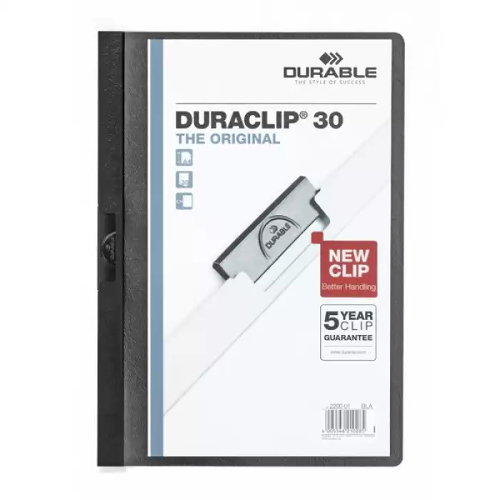 Durable Sıkıştırmalı Dosya Duraclip Ortadan Klipsli 30 Syf A4 Siyah 2200