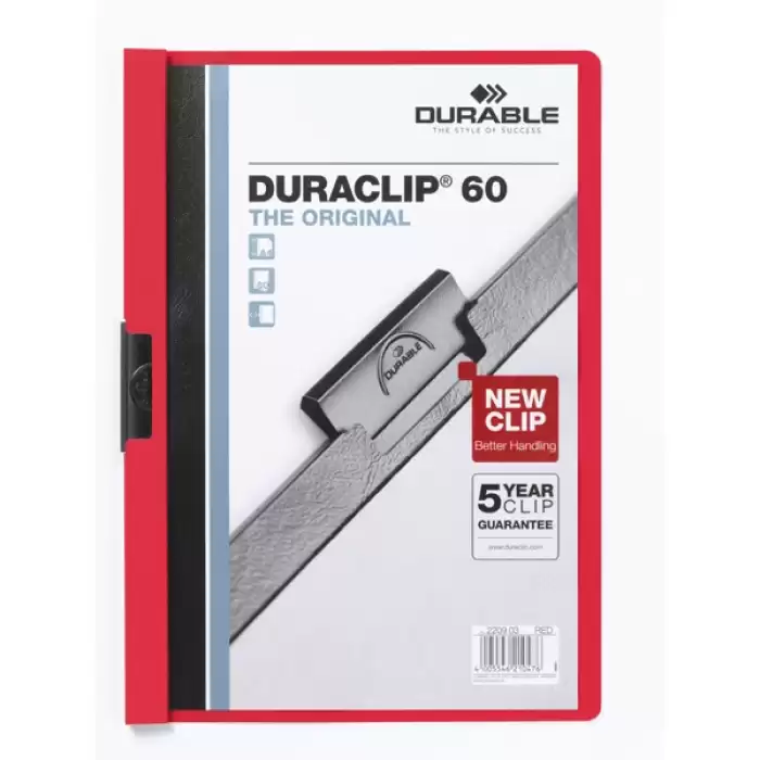 Durable Sıkıştırmalı Dosya Duraclip Ortadan Klipsli 60 Syf A4 Kırmızı 2209