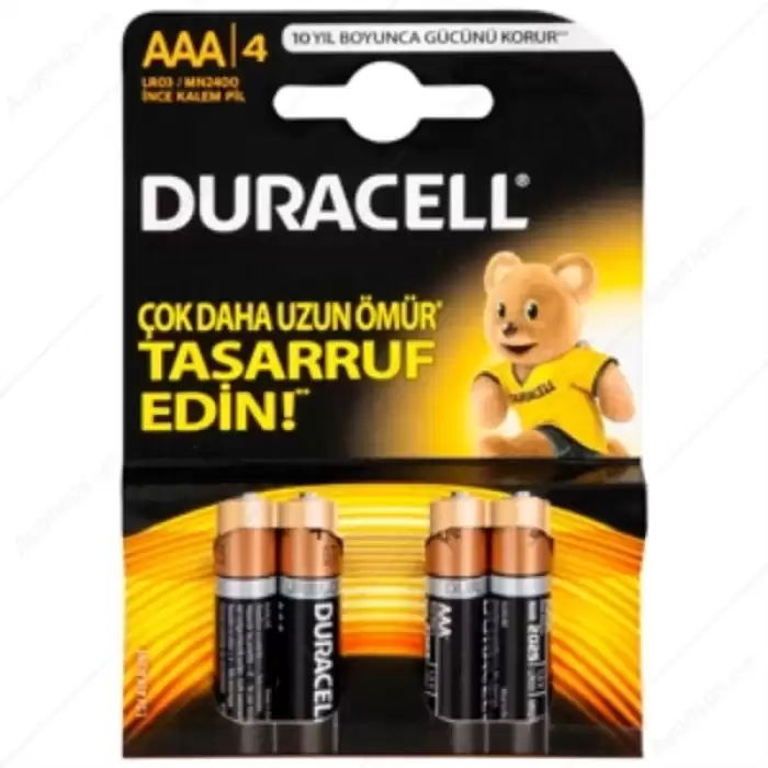 Duracell Alkalin İnce Kalem Pil (Aaa) 4 Lü Kartela