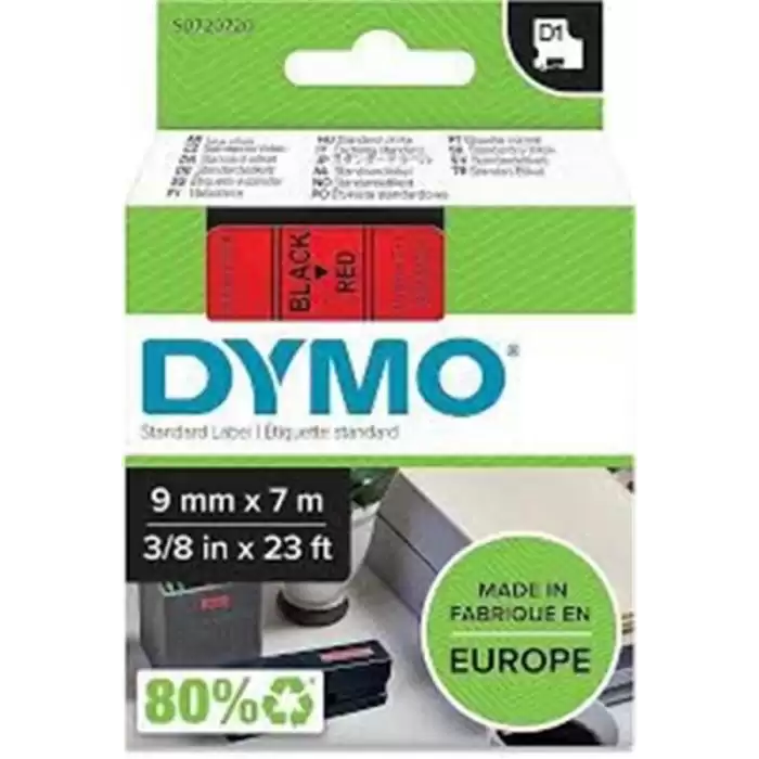 Dymo S0720720 D1 Yedek Şerit 9 Mmx7Mt Kırmızı-Siyah 40917